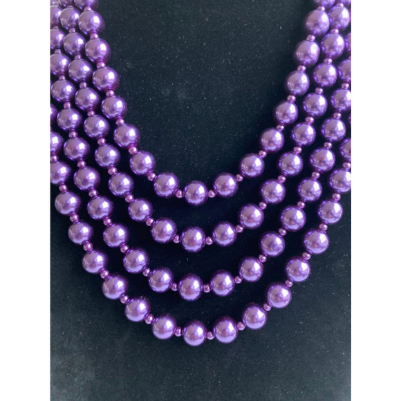 Purple Glass Pearl Necklace - Picture 2 of 5
